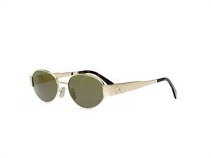 NEW CELINE women's triomphe oval non-polarized sunglasses in gold